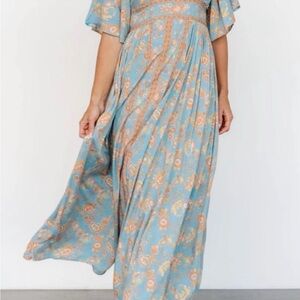 NWT Baltic Born Elissa Light Blue Floral Maxi Dress - SMALL